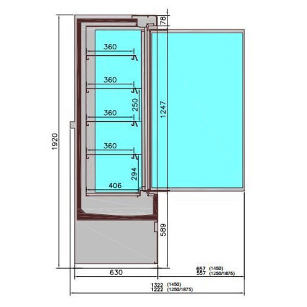 Wandkoeling | JAMIE | Zwart | +2°C/+4°C | Geforceerd | 5 Schappen | 1.52kW | Klapdeuren | 1310x665x1920(h)mm