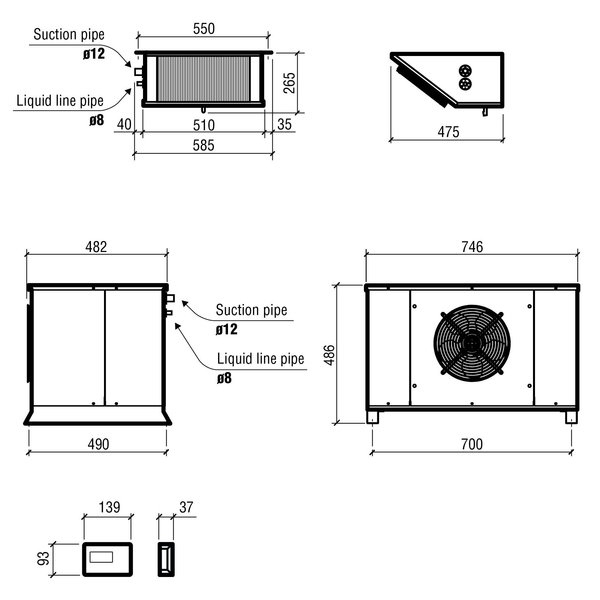 Koelsplitunit | 9.81-26.17m³ | 0°C/+5°C | 230V | 1.19kW