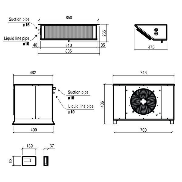 Koelsplitunit | 22.1-55.84m³ | 0°C/+5°C | 230V | 1.58kW