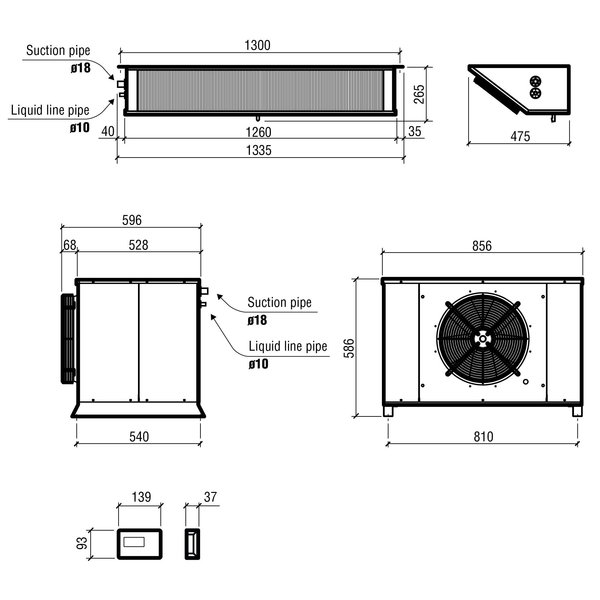 Koelsplitunit | 48.32-73.32m³ | 0°C/+5°C | 400V | 2.26kW