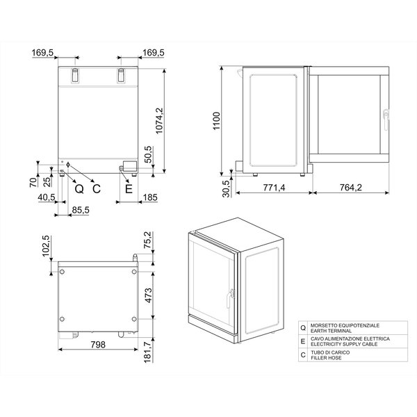 Heteluchtoven | ALFA | 10 Niveaus (EN600x400) | Elektrisch | 50°C/280°C | 16kW (400V) | Bevochtiging (Automatisch) | 798x772x1110(h)mm