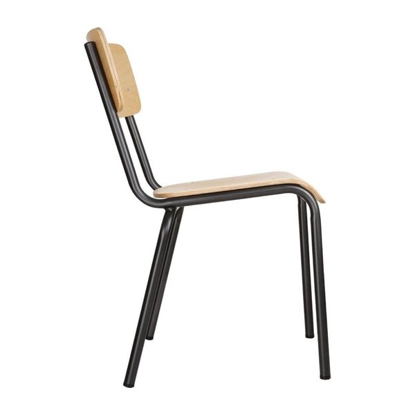Stoelen | CANTINA | Hout/Staal | Hout (Essen) | Zwart Frame | Indoor | Stapelbaar | 4 Stuks | 480x580x830(h)mm
