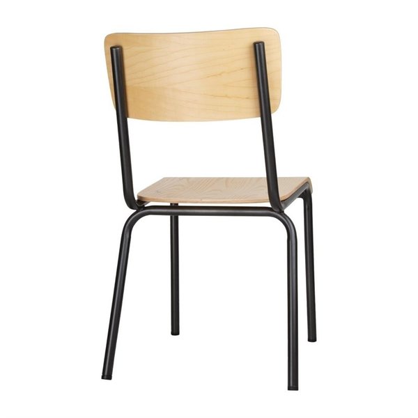 Stoelen | CANTINA | Hout/Staal | Hout (Essen) | Zwart Frame | Indoor | Stapelbaar | 4 Stuks | 480x580x830(h)mm