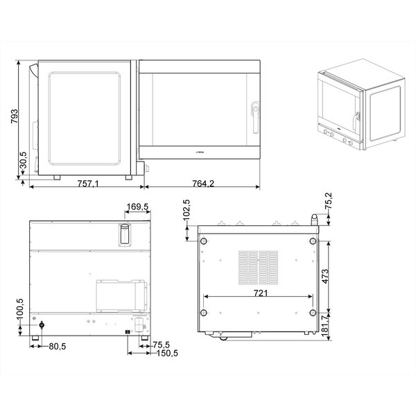 Heteluchtoven | ALFA | 6 Niveaus (EN600x400) | Elektrisch | 50°C/280°C | 11kW (400V) | Bevochtiging (Automatisch) | 798x757x793(h)mm