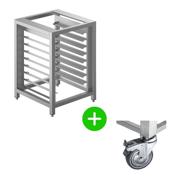 Onderstel Alfa | RVS | Voor SMEG ALFA43 Ovens | 4 Wielen (2 Geremd) | 600x600x1000/1050(h)mm