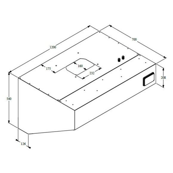Afzuigkap | Motor + Regelaar | Verlichting | 900m³/h | 230V (147W) | 1200x700x520(h)mm