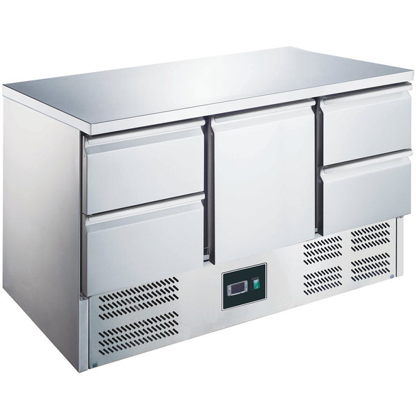 Koelwerkbank | 390L | 1 Deur + 4 Laden (1/1 GN) | +2°C/+8°C | Statisch + Ventilator | 1368x700x876(h)mm