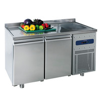 Mastro Koelwerkbank | 281L | 2 Deuren (1/1 GN) | -2°C/+8°C | Geventileerd | 0.46kW | Spoelbak | Achteropstand | 1400x700x850/950(h)mm