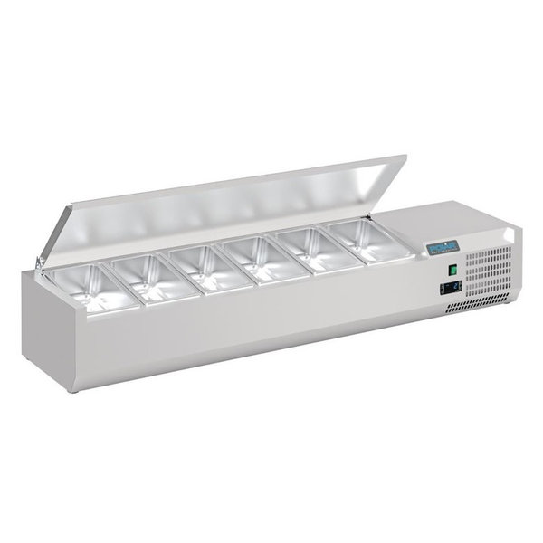 Opzetkoelvitrine | 6x 1/4 GN | +2°C/+8°C | 1400x335x274(h)mm