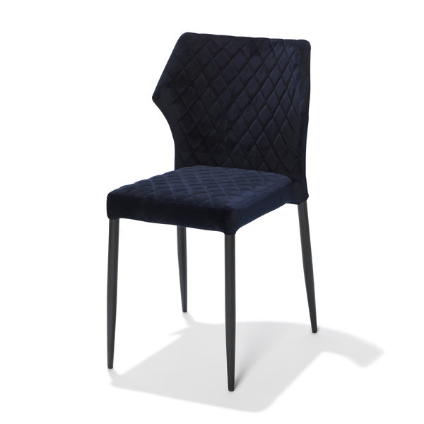 Stoel Louis | Brandvertragend | Donkerblauw | Velours | Stapelbaar | 490x575x815(h)mm