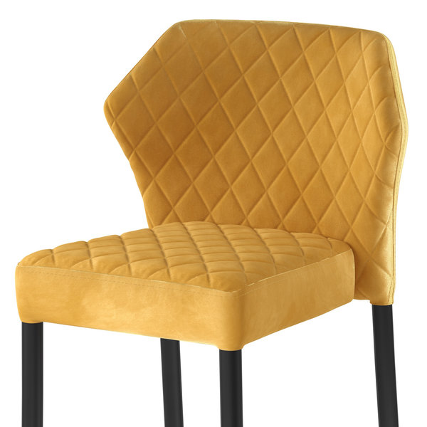 Barkruk Louis | Brandvertragend | Geel | Velours | Stapelbaar | 500x470x1050(h)mm