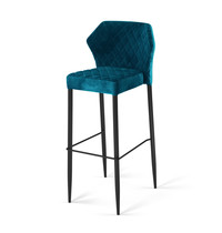 VEBA Barkruk Louis | Brandvertragend | Donkerblauw | Velours | Stapelbaar | 500x470x1050(h)mm 