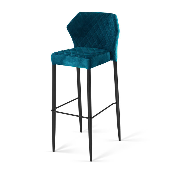 Barkruk Louis | Brandvertragend | Donkerblauw | Velours | Stapelbaar | 500x470x1050(h)mm