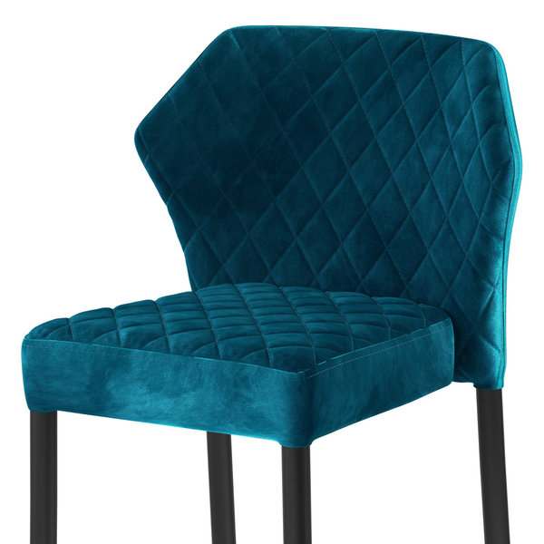 Barkruk Louis | Brandvertragend | Donkerblauw | Velours | Stapelbaar | 500x470x1050(h)mm