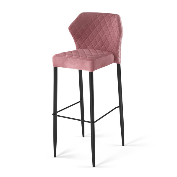 Barkruk Louis | Brandvertragend | Roze | Velours | Stapelbaar | 500x470x1050(h)mm