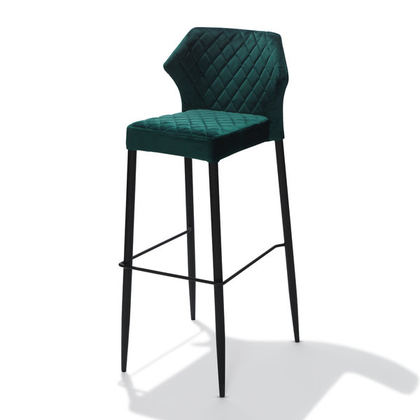 Barkruk Louis | Brandvertragend | Groen | Velours | Stapelbaar | 500x470x1050(h)mm