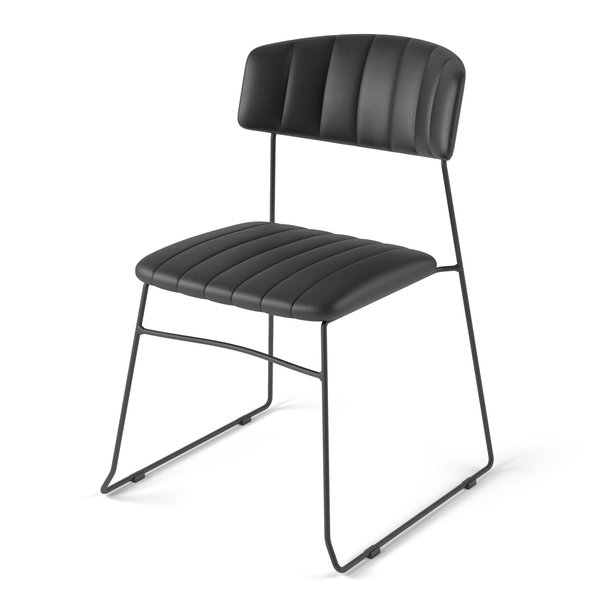 Stoel Mundo | Brandvertragend | Zwart | Kunstleer | Stapelbaar | 540x550x790(h)mm