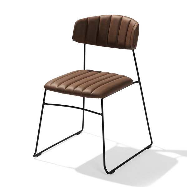 Stoel Mundo | Brandvertragend | Cognacbruin | Kunstleer | Stapelbaar | 540x550x790(h)mm