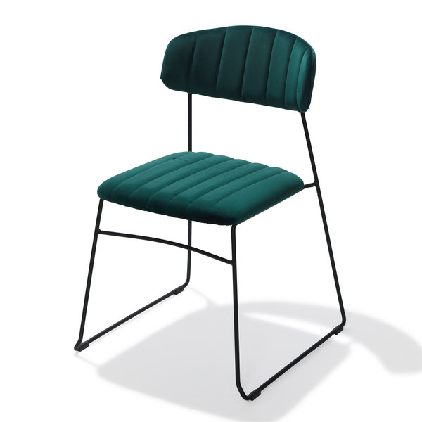Stoel Mundo | Brandvertragend | Groen | Velours | Stapelbaar | 540x550x790(h)mm