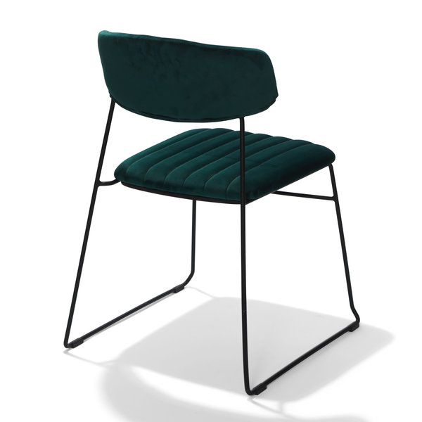 Stoel Mundo | Brandvertragend | Groen | Velours | Stapelbaar | 540x550x790(h)mm