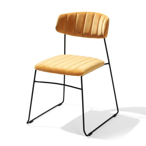 Stoel Mundo | Brandvertragend | Geel | Velours | Stapelbaar | 540x550x790(h)mm