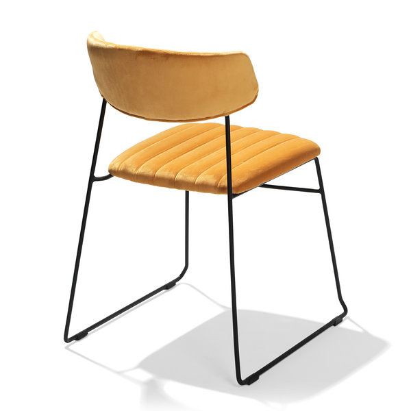 Stoel Mundo | Brandvertragend | Geel | Velours | Stapelbaar | 540x550x790(h)mm