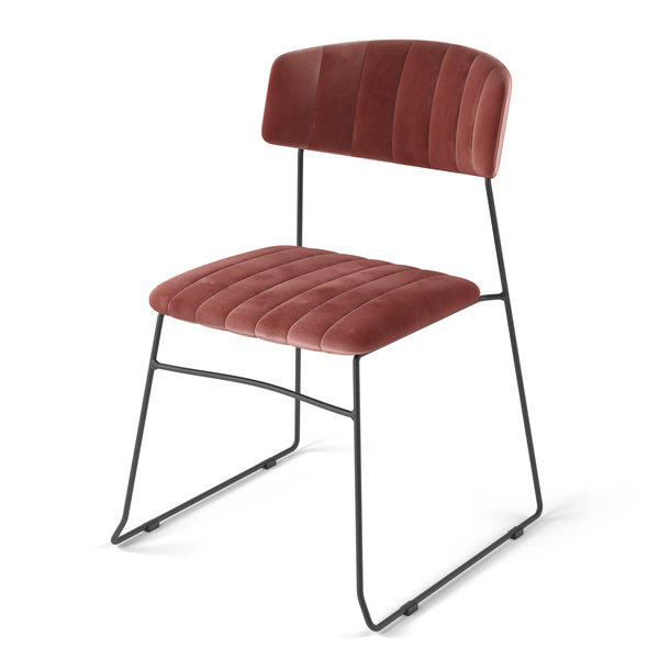 Stoel Mundo | Brandvertragend | Roze | Velours | Stapelbaar | 540x550x790(h)mm