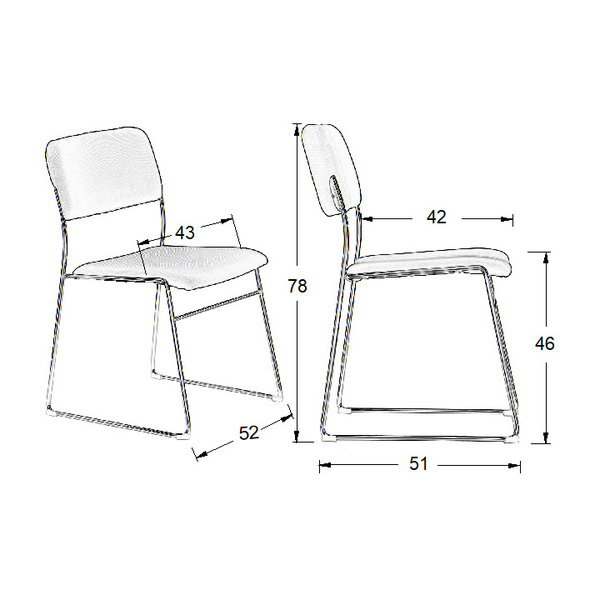 Kantoorstoel | HIRAM | Zwart | Onderstel Verchroomd | 520x510x780(h)mm
