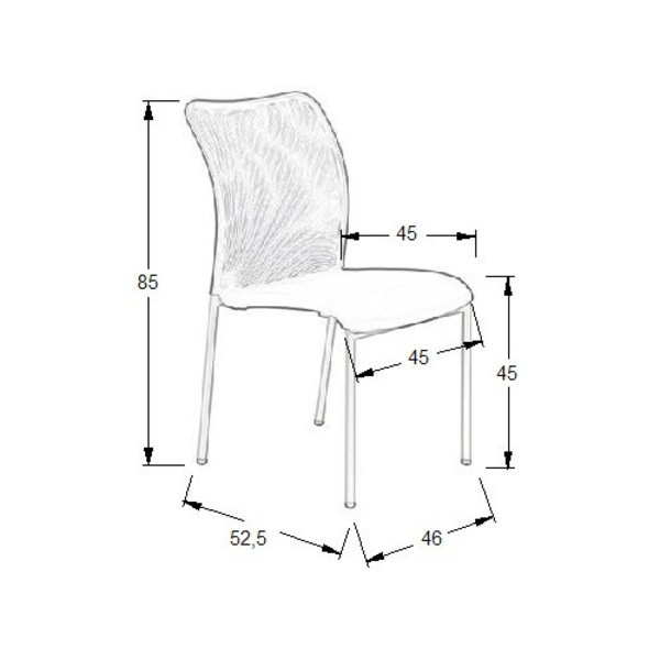 Kantoorstoel | HOUSTON | Zwart | Onderstel Verchroomd | Stapelbaar | 460x525x850(h)mm