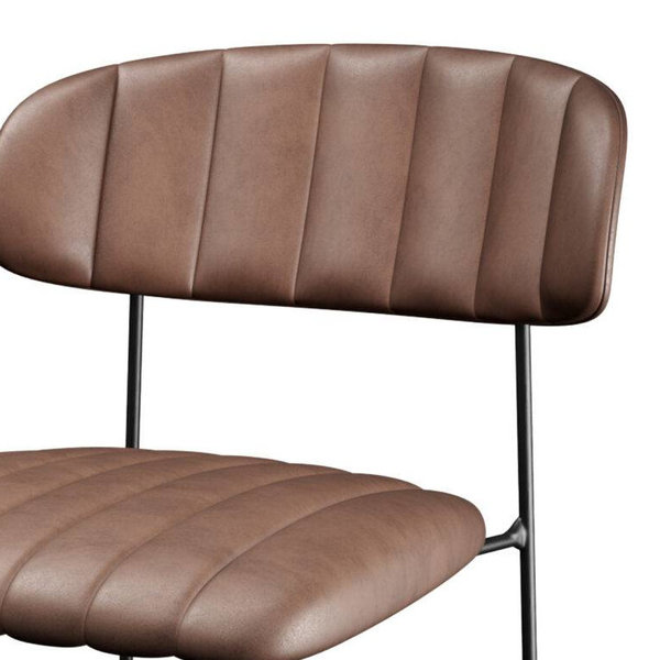 Barkruk Mundo | Brandvertragend | Cognacbruin | Kunstleer | Stapelbaar | 465x490x1050(h)mm