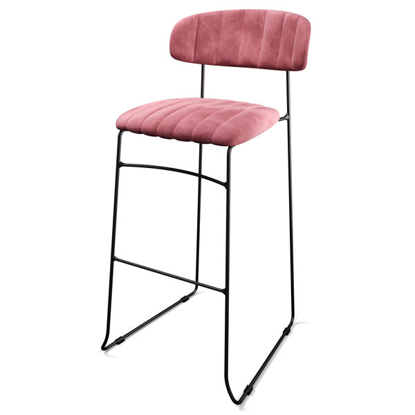 Barkruk Mundo | Brandvertragend | Roze | Velours | Stapelbaar | 465x490x1050(h)mm