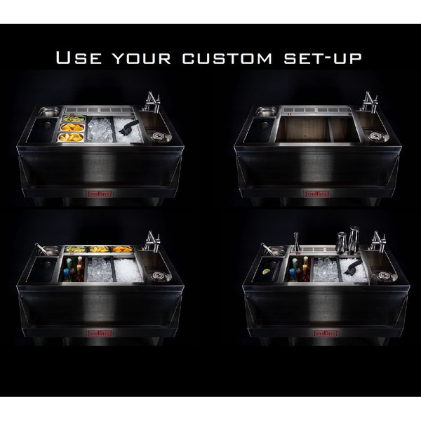 Bar-/Cocktailstation | RVS | MACH 1 | Onderbar | Spoelbak + Kraan | Snijplank | GN-/IJsbakken | 1000x500x880-940(h)mm