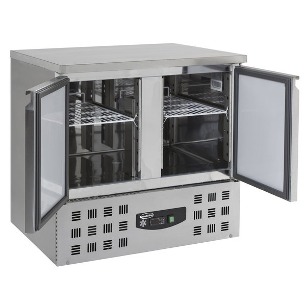 Vrieswerkbank | 2 Deurs | Geheel RVS | Met Bovenblad | 943x700x855(h)mm