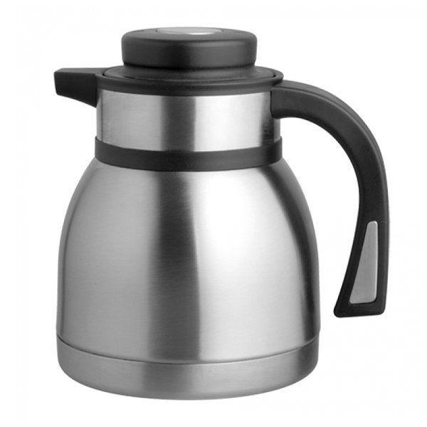 Isoleerkan | RVS/Zwart | 1L | Dubbelwandig | Drukknopsluiting | Hoogte 180mm