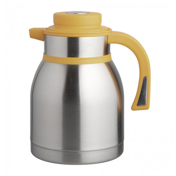 Isoleerkan | RVS/Geel | 1.5L | Dubbelwandig | Drukknopsluiting | Hoogte 220mm