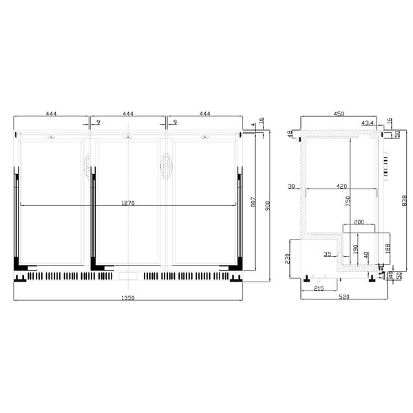 Barkoelkast | 312L | Zwart | +1°C/+10°C | Statisch + Ventilator | Draaideuren | 1350x520x900(h)mm