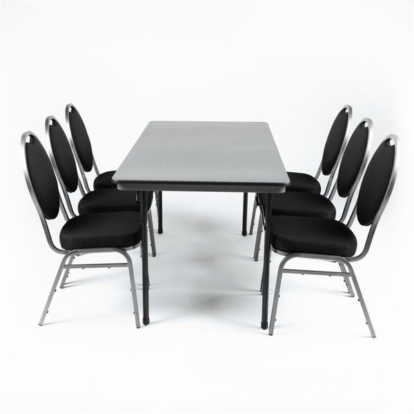 Inklapbare Buffettafel | Kunststof/RVS | Grijs Blad | Zwart Frame | In-/Outdoor | 1520x760x750(h)mm