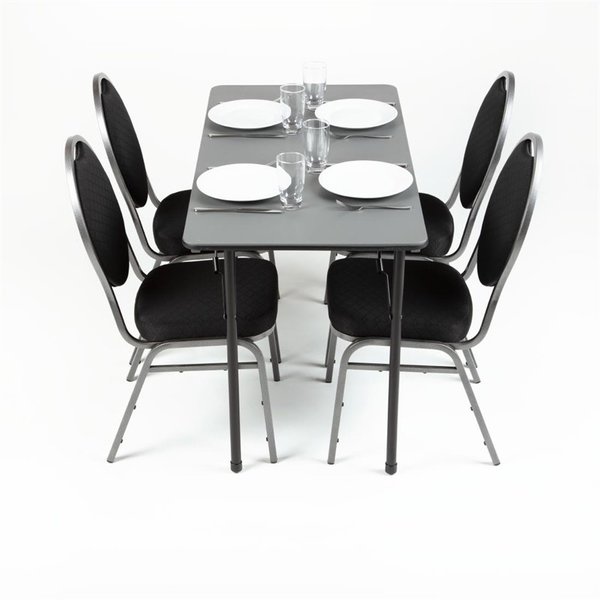 Inklapbare Buffettafel | Kunststof/RVS | Grijs Blad | Zwart Frame | In-/Outdoor | 1220x610x750(h)mm
