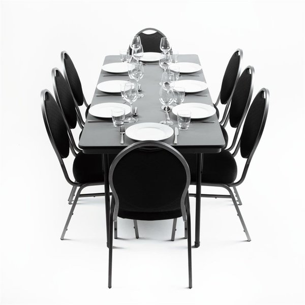 Inklapbare Buffettafel | Kunststof/RVS | Grijs Blad | Zwart Frame | In-/Outdoor | 1830x760x750(h)mm