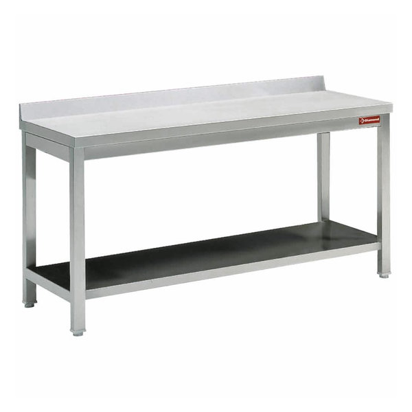Werktafel | RVS | Bodemschap + Achteropstand | 600mm Diep | 880mm Hoog