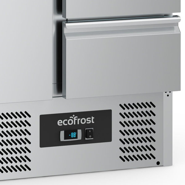 Koelwerkbank | 230L | 1 Deur (1/1 GN) + 2 Laden | +2°C/+8°C | Statisch + Ventilator | 900x700x876(h)mm