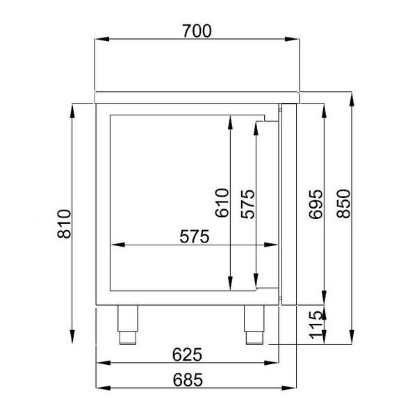 Koelwerkbank | ENERGY LINE | Energiezuinig | 632L | 8 Laden (1/1 GN) | -2°C/+8°C | Geforceerd | 2330x700x850(h)mm