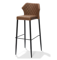 VEBA Barkruk Louis | Brandvertragend | Cognacbruin | Kunstleer | Stapelbaar | 500x470x1050(h)mm 