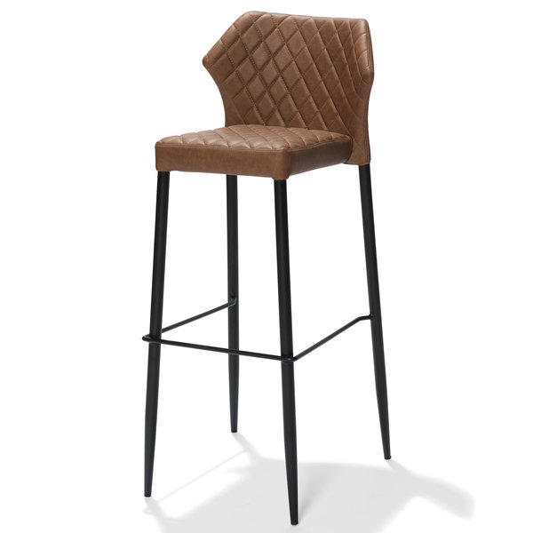 Barkruk Louis | Brandvertragend | Cognacbruin | Kunstleer | Stapelbaar | 500x470x1050(h)mm