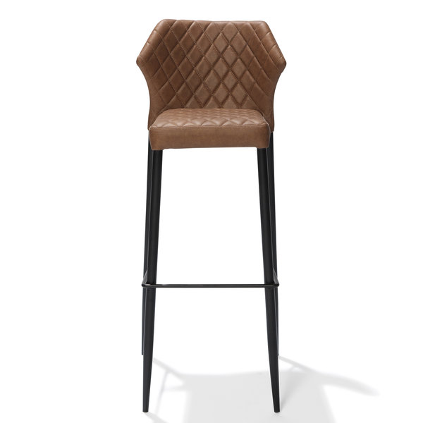 Barkruk Louis | Brandvertragend | Cognacbruin | Kunstleer | Stapelbaar | 500x470x1050(h)mm