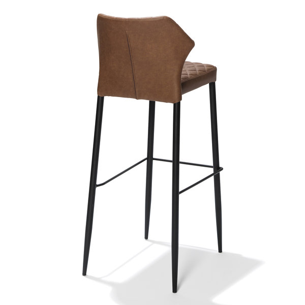 Barkruk Louis | Brandvertragend | Cognacbruin | Kunstleer | Stapelbaar | 500x470x1050(h)mm