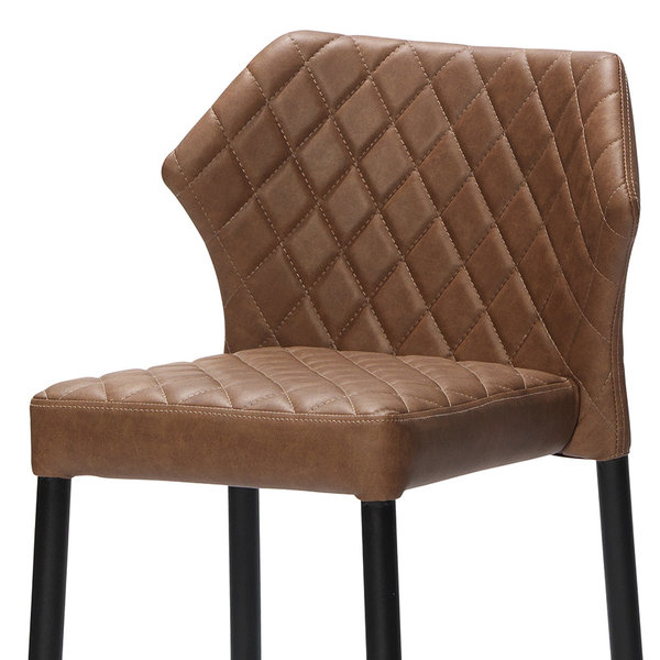 Barkruk Louis | Brandvertragend | Cognacbruin | Kunstleer | Stapelbaar | 500x470x1050(h)mm