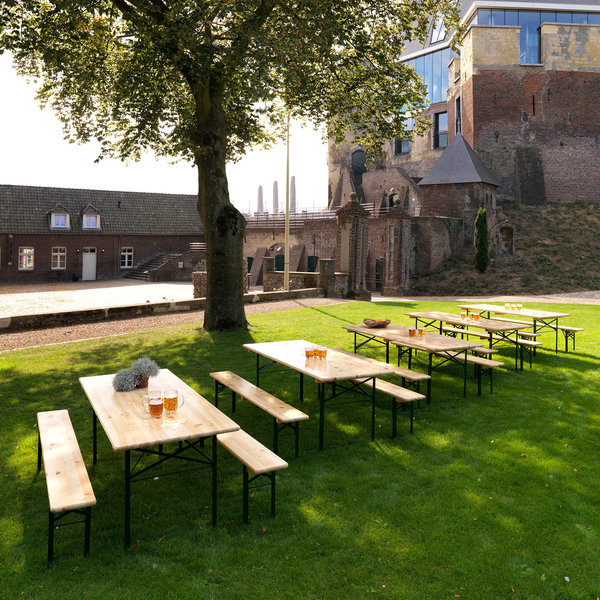 Biertafel groen hout | 2200x500x780(h)mm