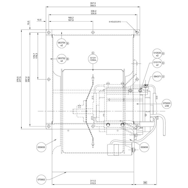Motor | Slakkenhuis | 5000m³/u. | 7A | 0.75kW (230V)