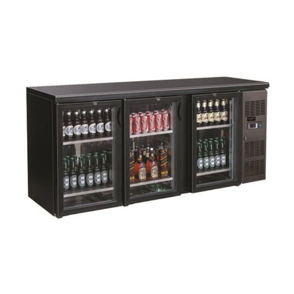 Barkoeler Zwart | 537L | 3 Glas Deuren | 230V | Geforceerd | 2002x535x860(h)mm